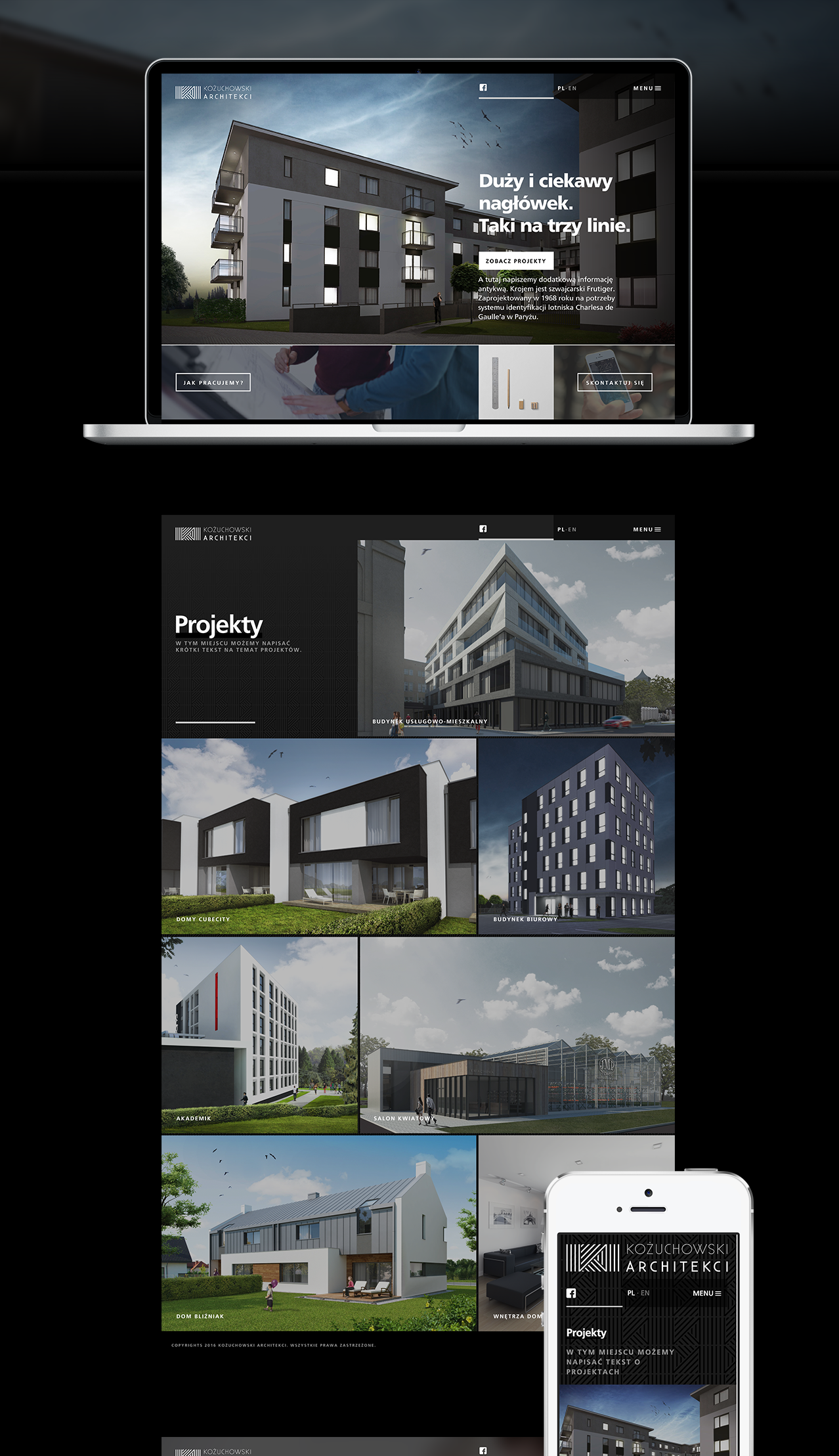 Kożuchowski Architekci strona www w wersji desktop & mobile