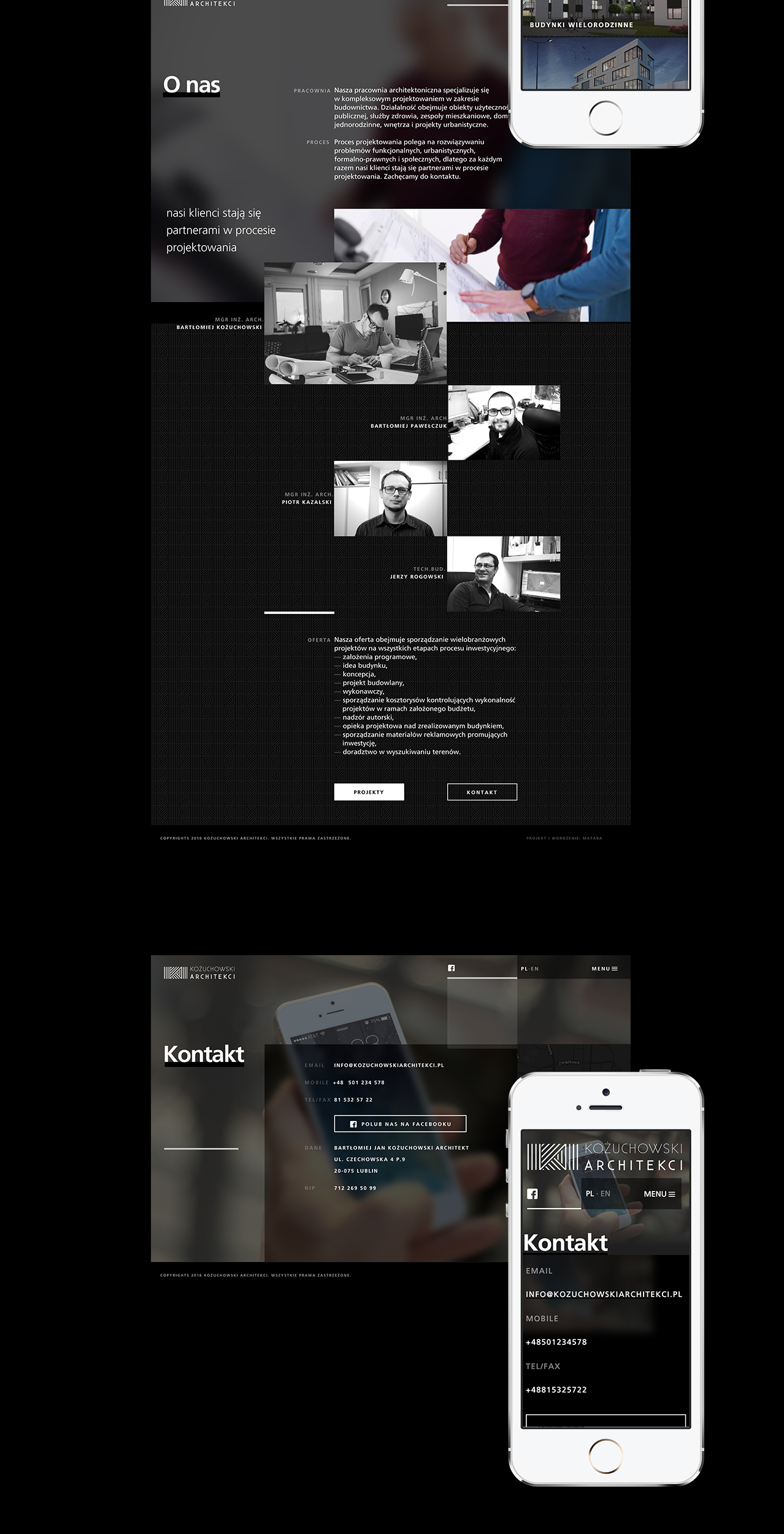 Kożuchowski Architekci strona www w wersji desktop & mobile