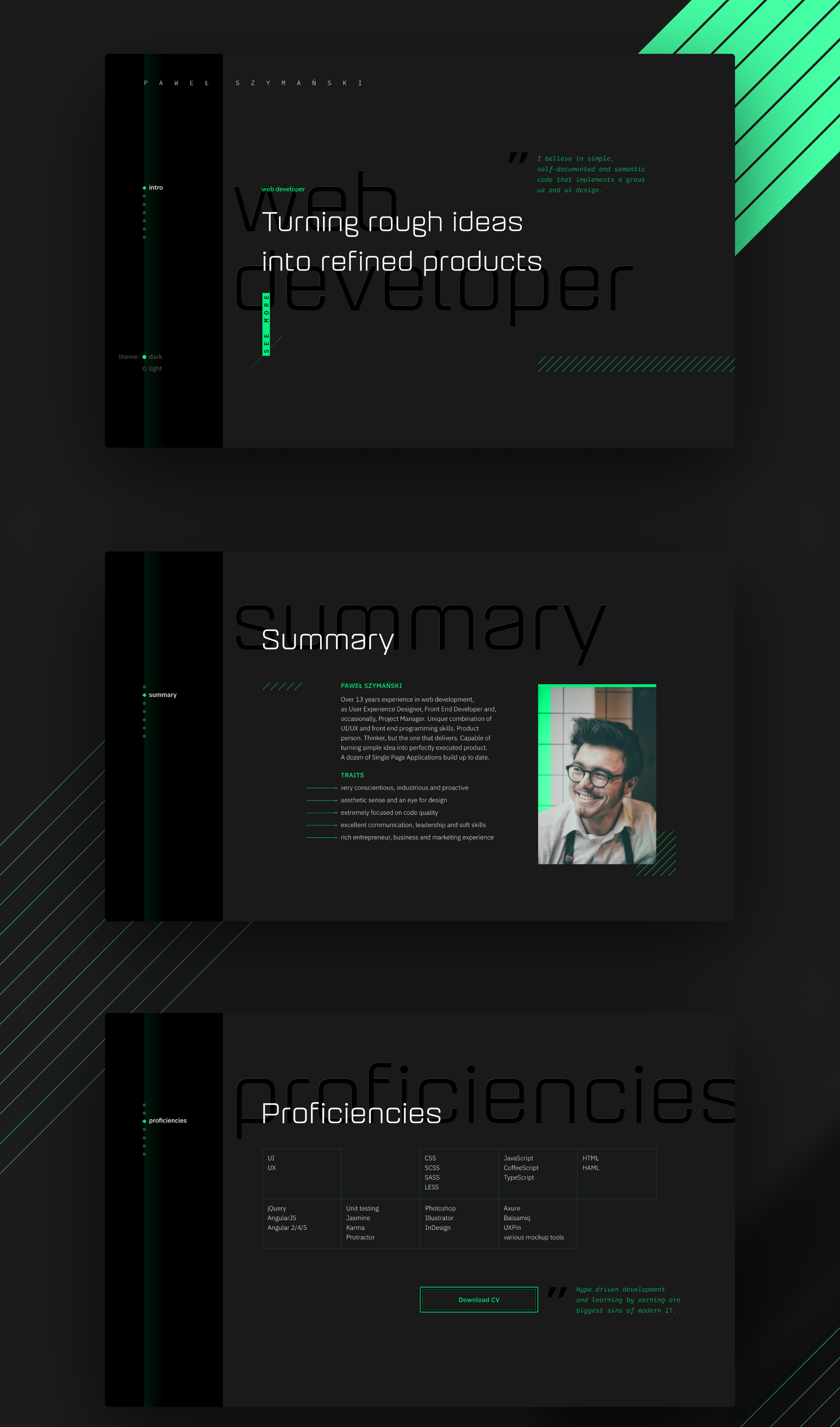 Projekt strony www dla Pawła Szymańskiego, web developera